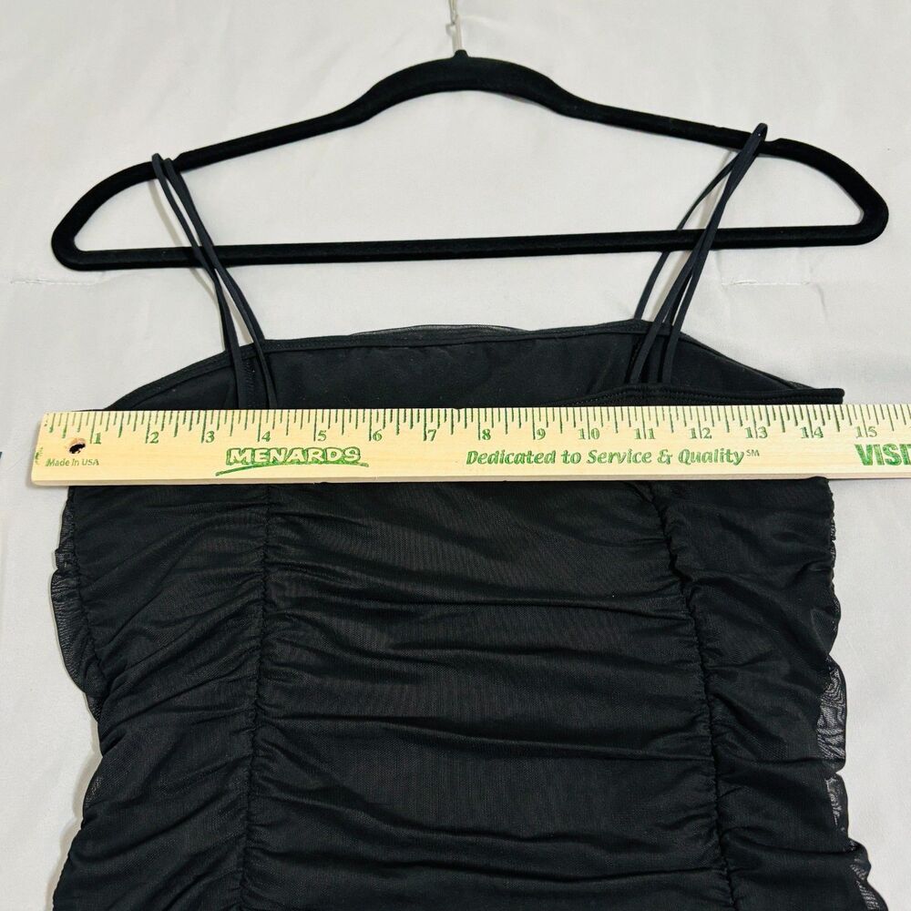Abercrombie & Fitch Black Ruched Bodysuit Sz M Dbl Spaghetti Straps - Picture 5 of 8